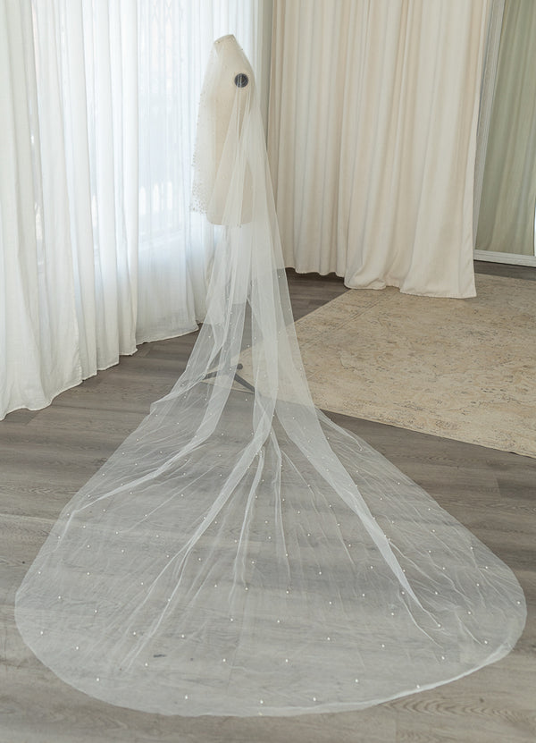 3m tulle veil with pearls