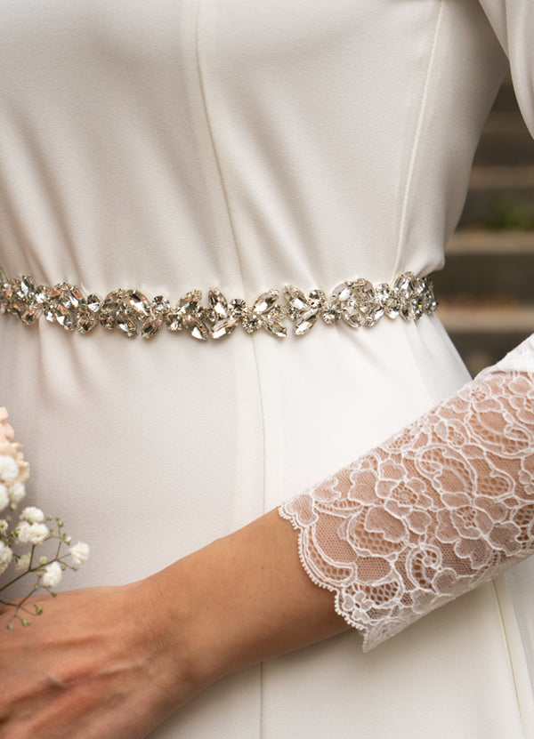 Silver crystal bridal belt