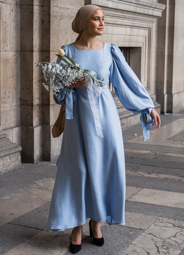 HIND blue heather crepe dress